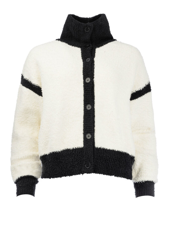 NED Vest Fio Button BoucleYarn Ecru/Zwart